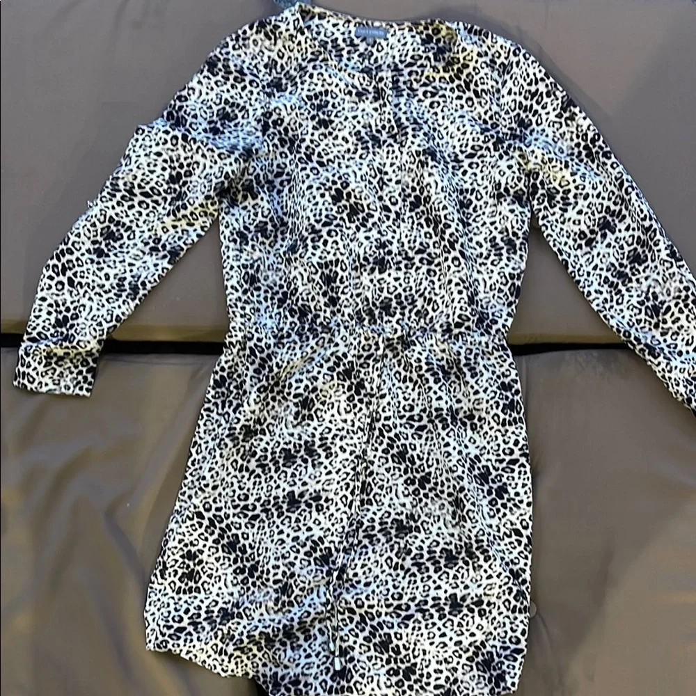 Black and White Sheath Dress with Cuffed Long Sleeves